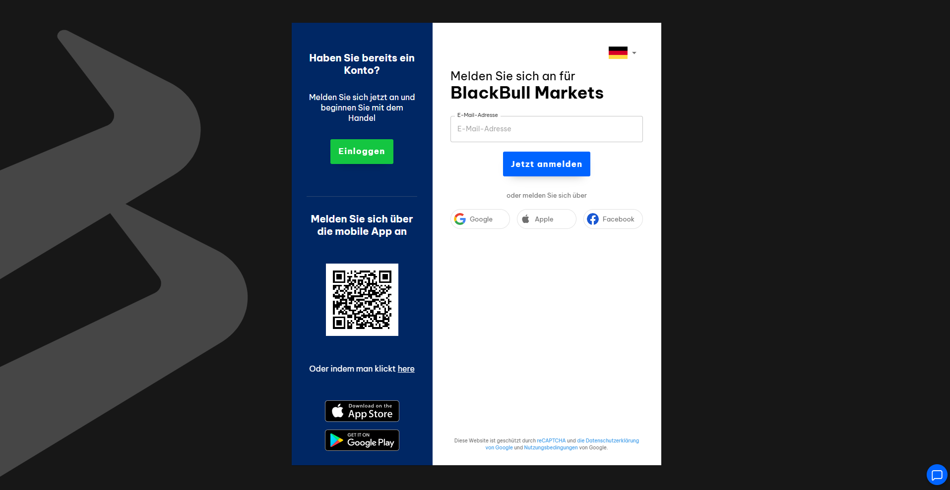 BlackBull Registrierung Schritt 1